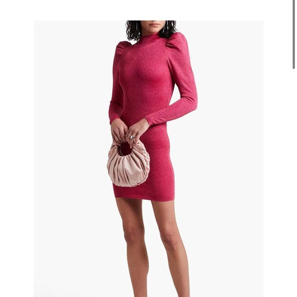 Alice and Olivia hot pink long sleeve sparkling dress - Picture 3 of 7